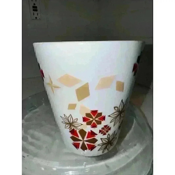 Starbucks Coffee Mug 2013 Holiday Poinsettia + Snowflakes Abstract 11oz cup 4" - Picture 7 of 10